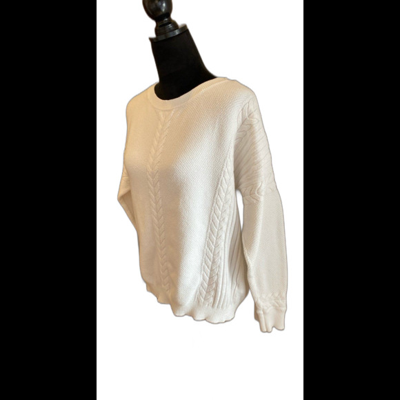 Cyrus Womens Sweater Size XL Cream Cable Knit Crew Neck Dolman Sleeves Stylish - Picture 4 of 12